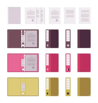 Set of papers, files and folders Stock Illustration
