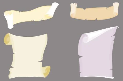 Set of papyrus scrolls. vector work paper Stock Illustration