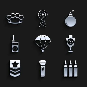 Set Parachute, Flashlight, Bullet, Human target sport for shooting, Chevron Иллюстрация