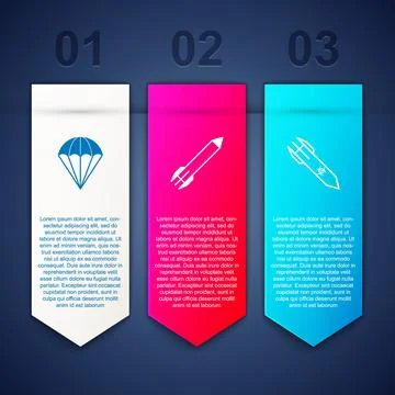 Set Parachute, Rocket and Biohazard rocket. Business infographic template. Ve Stock Illustration