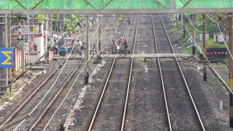 A set of parallel railway tracks Stock Footage 316228036