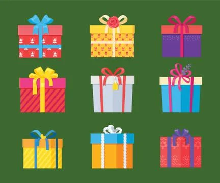 Set of Parcel Package Icons in Decorative Wrapping Stock Illustration
