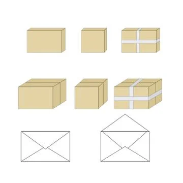 Set of parcels and envelopes icons Stock Illustration