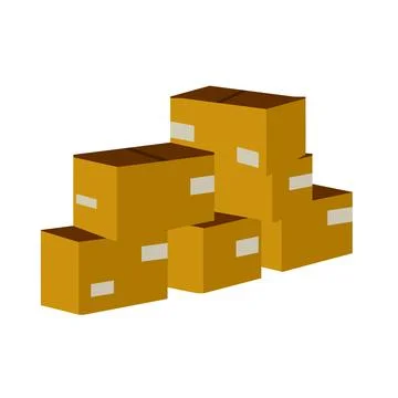 Set of parcels in cardboard boxes. Stock Illustration