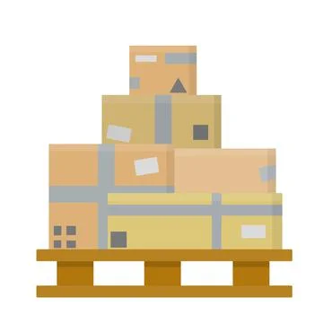 Set of parcels in cardboard boxes. Square carton. Illustrazione stock