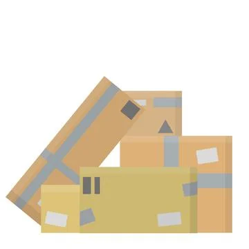 Set of parcels in cardboard boxes. Square carton. Illustrazione stock