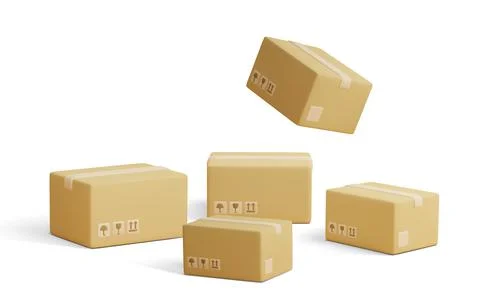 Set of parcels. Template of shopping packages. Cardboard boxes for packing an Stock-Illustration