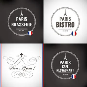 Set of Paris Badges Stock Illustration