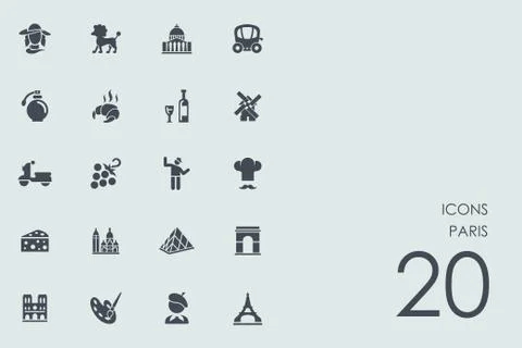 Set of Paris icons Stock-Illustration