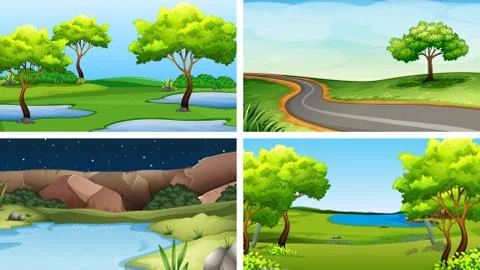 Set of park backgrounds Illustrazione stock