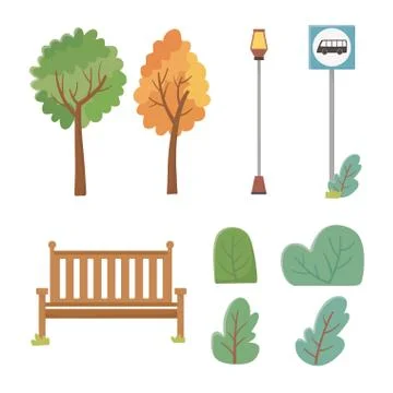 Set of park elements icons Ilustración de archivo