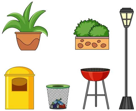 Set of park elements isolated on white background Ilustración de archivo