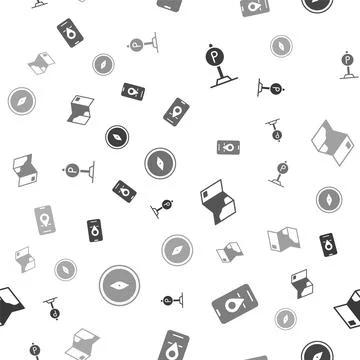 Set Parking, City map navigation, Folded and Compass on seamless pattern. Vector Stock Illustration