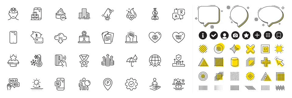Set of Parking, Manager and Security agency line icons for web app. Pictogram Illustrazione stock