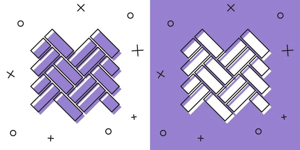 Set Parquet icon isolated on white and purple background.  Vector Illustrazione stock