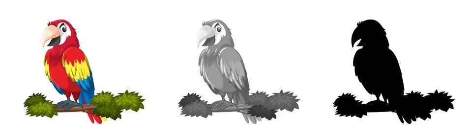 Set of parrot character Stock Illustration