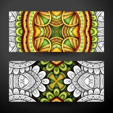 Set of Partially Colored Banners, Web Design Element Stock Illustration