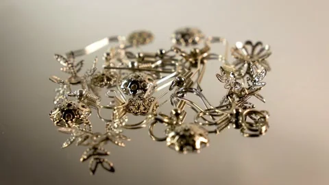 A set of parts for the assembly of earrings. Elements for creativity and Stock Footage 88003760