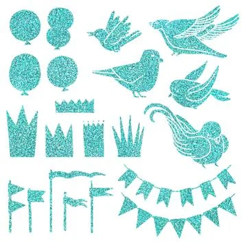 Set of party elements with glitter Stock-Illustration