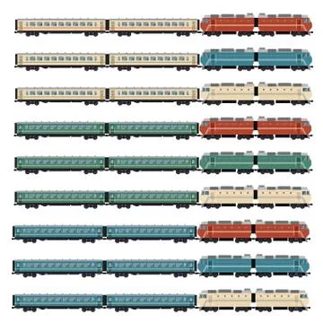 Set of passanger trains Stock Illustration