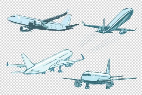 Set of passenger airplanes Stock-Illustration