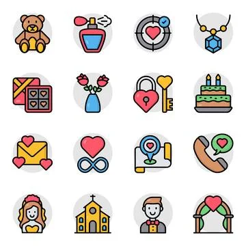 Set of Passion Flat Icons Stock Illustration