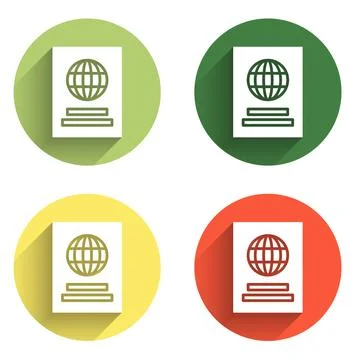 Set Passport with biometric data icon isolated with long shadow background... Stock Illustration