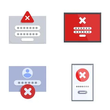 Set of password error notification icons Illustrazione stock