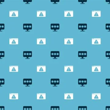 Set Password protection and Browser with exclamation mark on seamless pattern Illustrazione stock