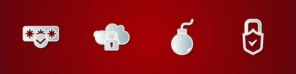 Set Password protection, Cloud computing lock, Bomb ready to explode and Lock 스톡 일러스트