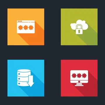Set Password protection, Cloud computing lock, Server, Data, Web Hosting and 库存插图