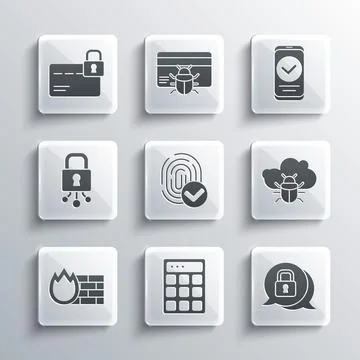 Set Password protection, Cyber security, System bug cloud, Fingerprint, Fir.. Stock Illustration