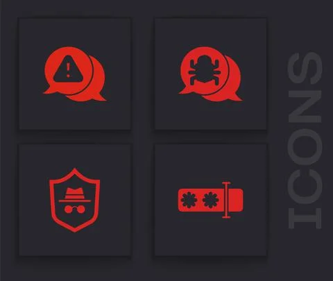 Set Password protection, Exclamation mark in triangle, System bug and Incognito 스톡 일러스트