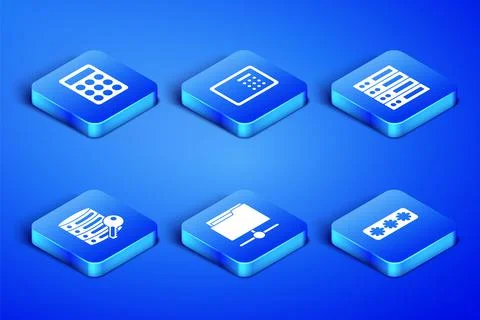 Set Password protection, FTP folder, Server security with key, Safe and Server Stock Illustration