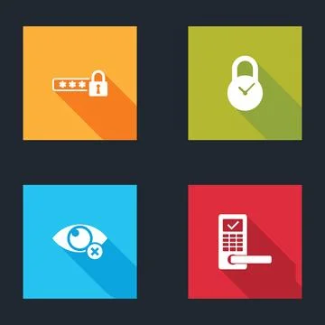 Set Password protection, Padlock with clock, Invisible hide and Digital door 스톡 일러스트