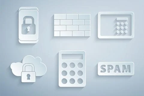 Set Password protection, Safe, Cloud computing lock, Spam, Firewall, securi.. Stock Illustration