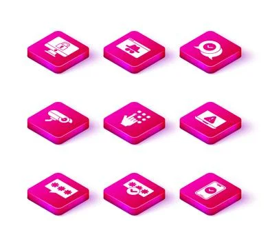 Set Password protection, Security camera, Smartphone, Laptop with exclamati.. Stockillustratie