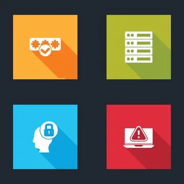 Set Password protection, Server, Data, Web Hosting, Human head with lock and  Stock Illustration