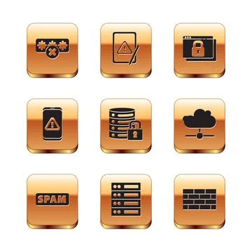 Set Password protection, Spam, Server, Data, Web Hosting, security with lock 스톡 일러스트