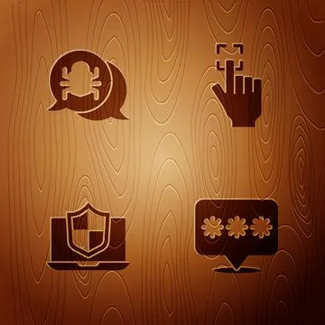 Set Password protection, System bug, Laptop protected with shield and 스톡 일러스트