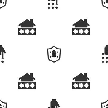 Set Password protection, System bug and House with password on seamless pattern イラスト素材