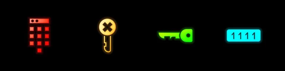 Set Password protection, Wrong key, Key and icon. Vector Stock Illustration