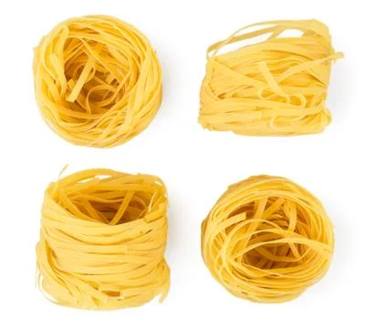 Set of pasta nests on a white. The form of the top. Stock Photos