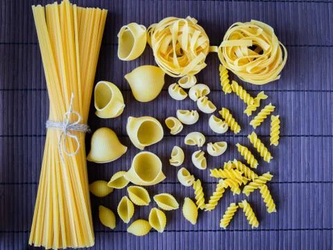 Set of pasta of various types Stock Photos