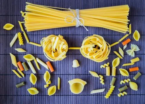 Set of pasta of various types Stock Photos