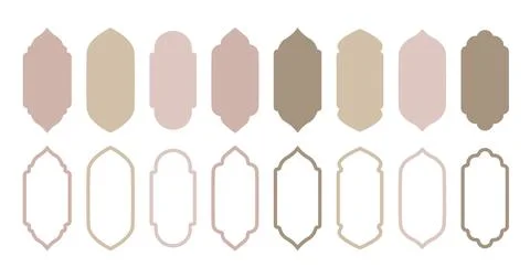 Set of pastel arab mosque windows. Elegant arch shapes. Islamic architecture 스톡 일러스트
