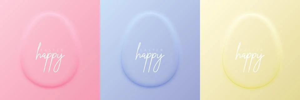 Set of pastel colored 3D easter egg shape frame design. Illustration