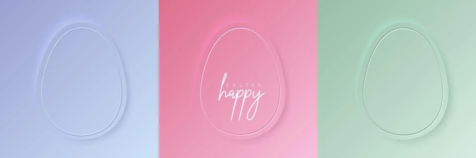 Set of pastel colored 3D easter egg shape frame design. イラスト素材
