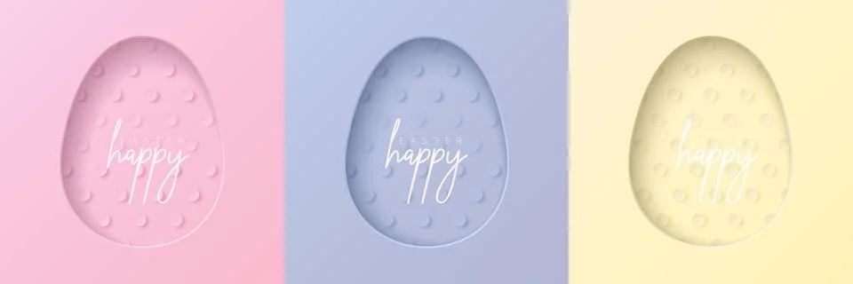 Set of pastel colored 3D egg shape frame design Stock Illustration