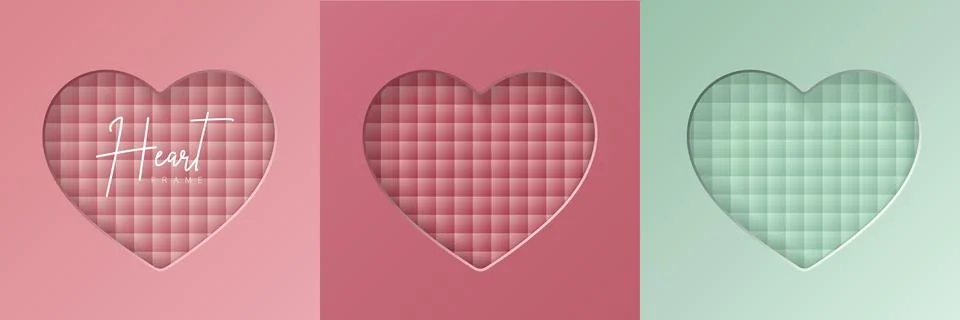 Set of pastel colored 3D heart shape frame Иллюстрация